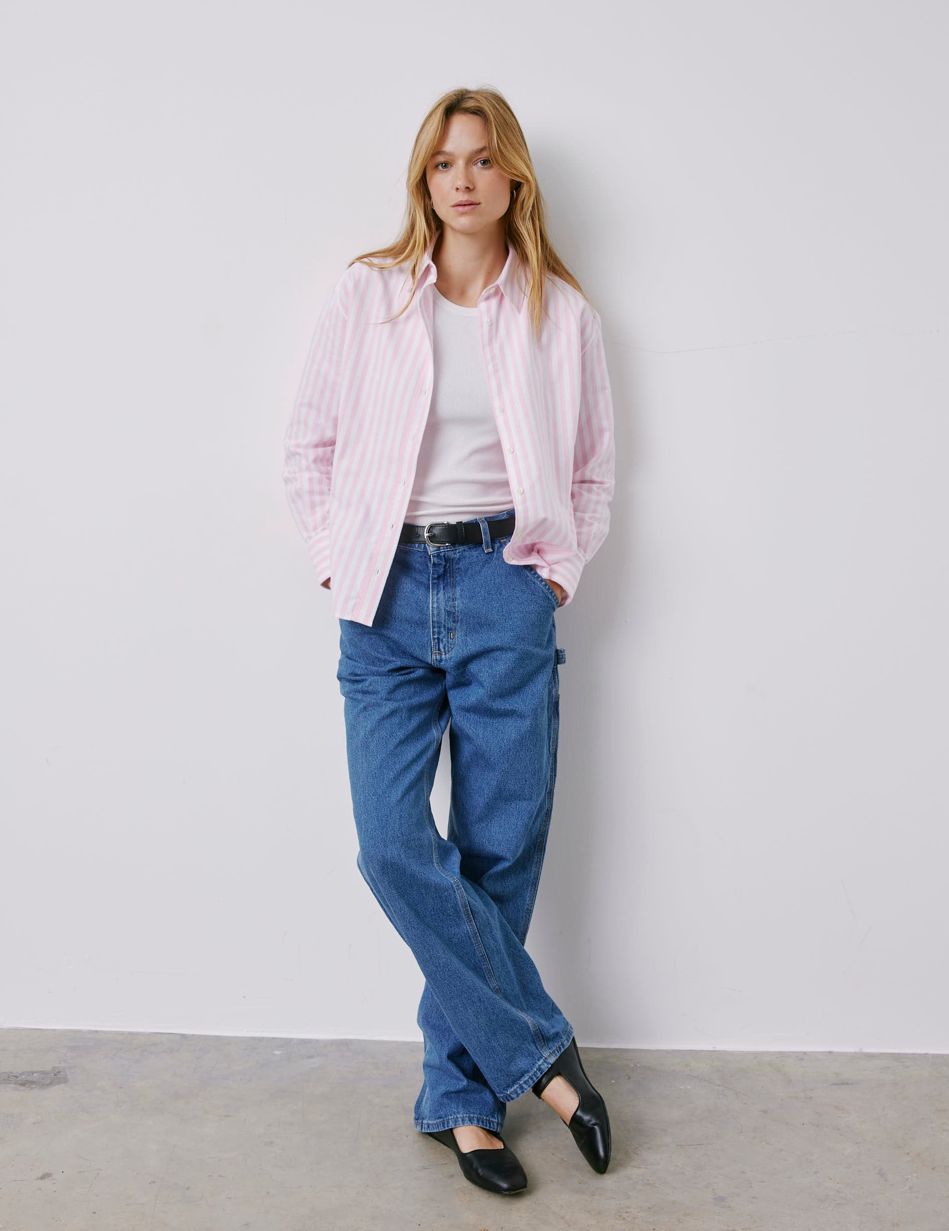 Ambre pink striped shirt - brushed oxford - Shirt Collar