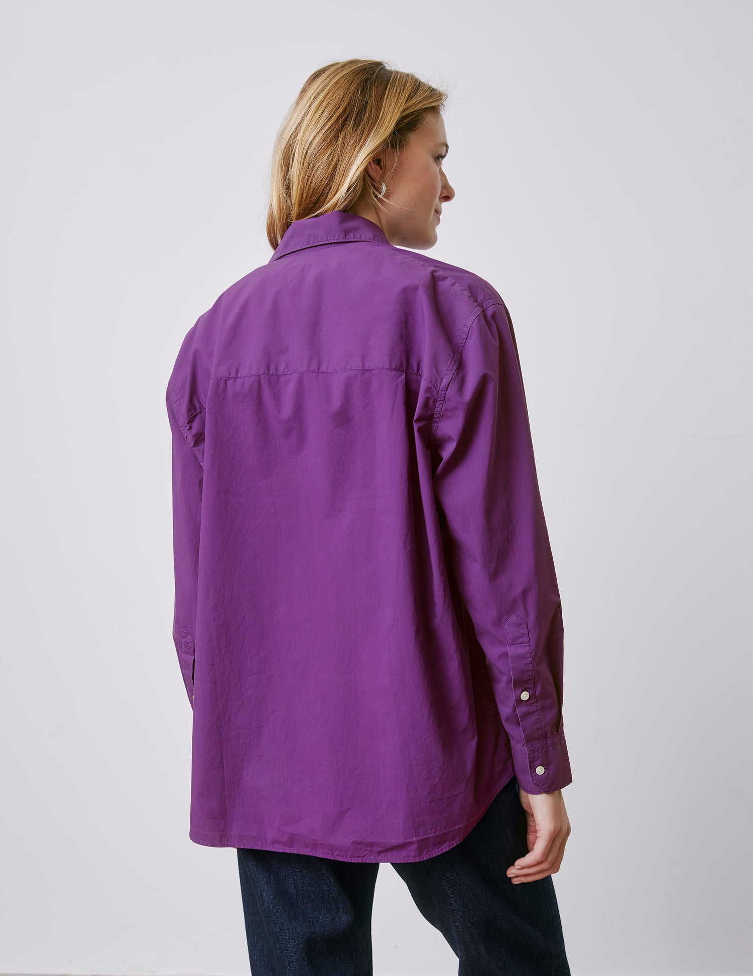 Delina violet oversized shirt - Poplin - Shirt Collar#2