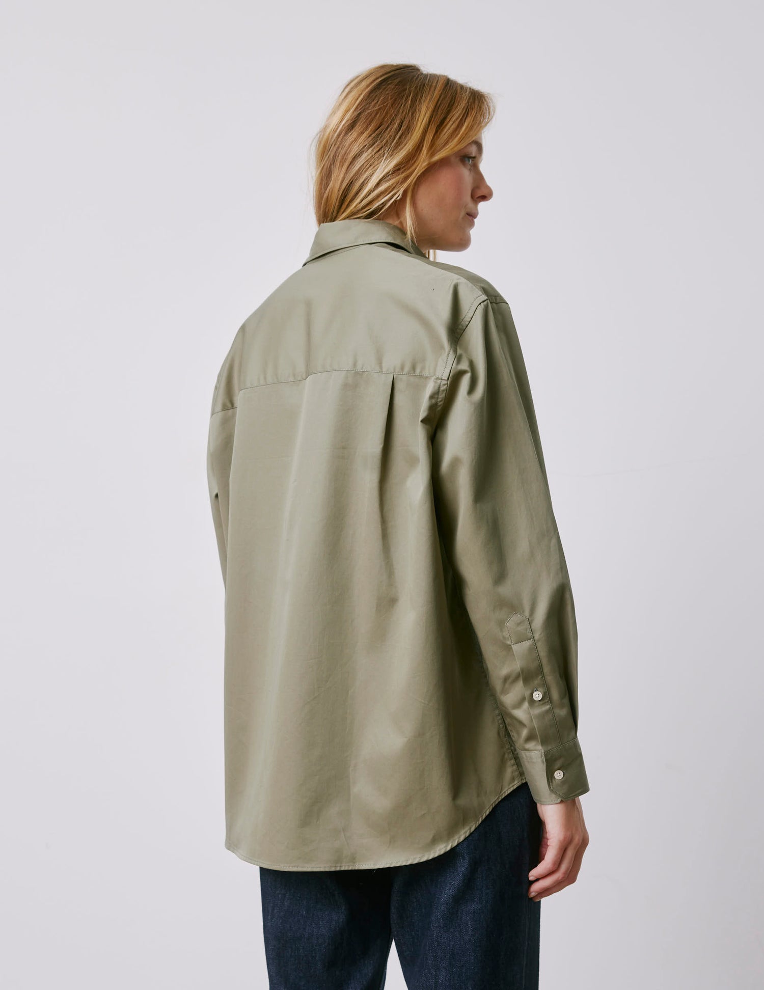 Delina khaki oversized shirt - Twill - Shirt Collar#2