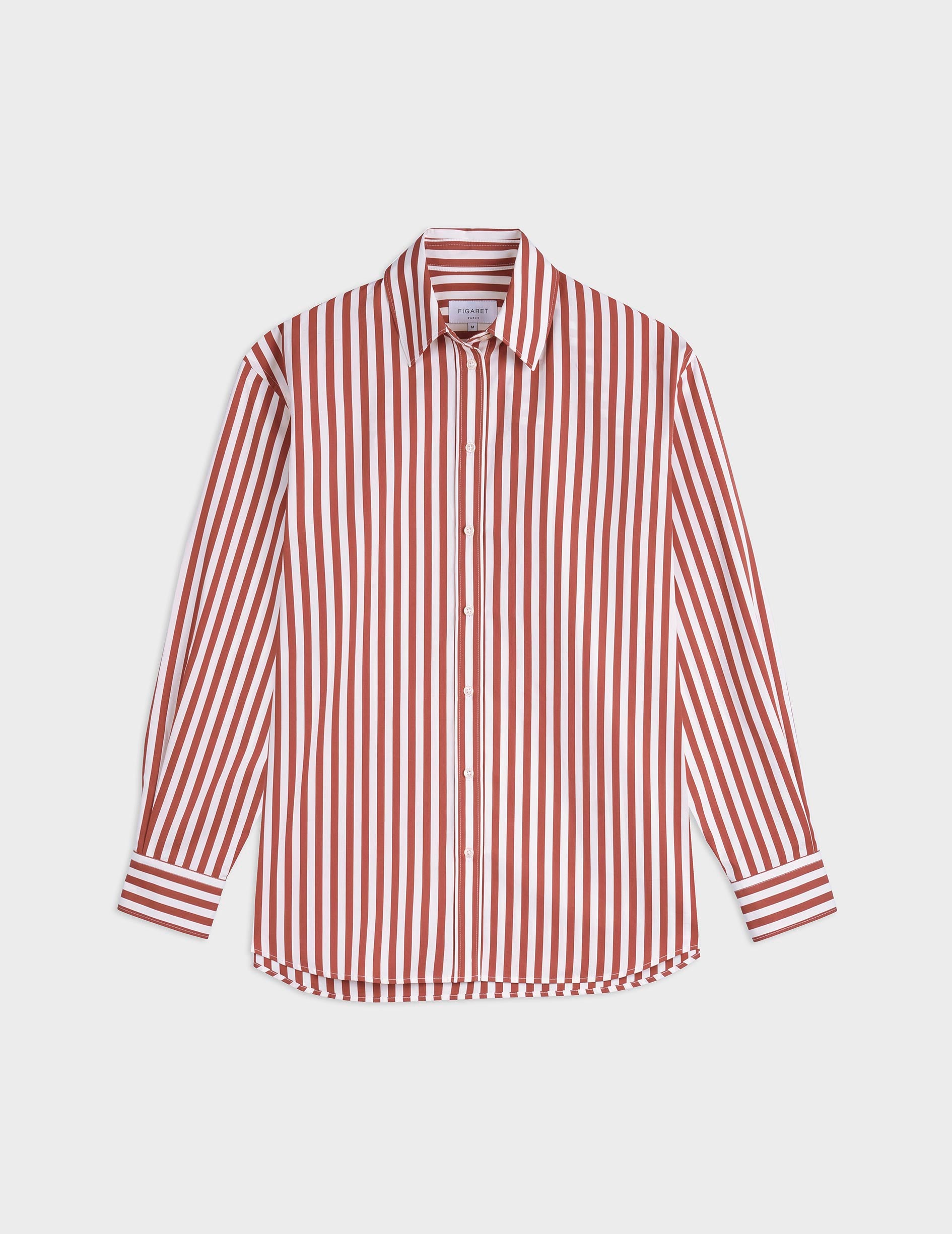 Delina red striped oversized shirt