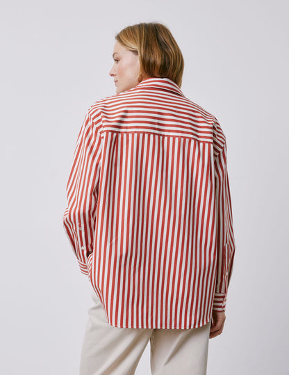 Delina red striped oversized shirt