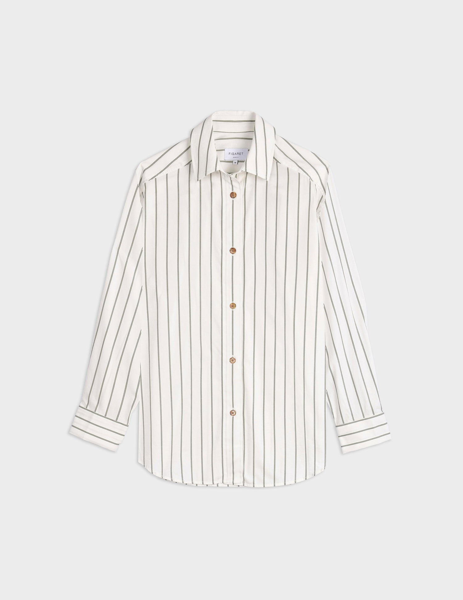 Hannah khaki striped shirt - Poplin - Shirt Collar - Musketeers Cuffs#3