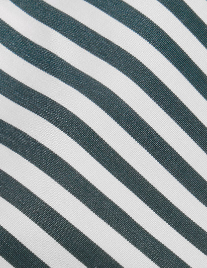 Innaée green striped hidden button placket shirt