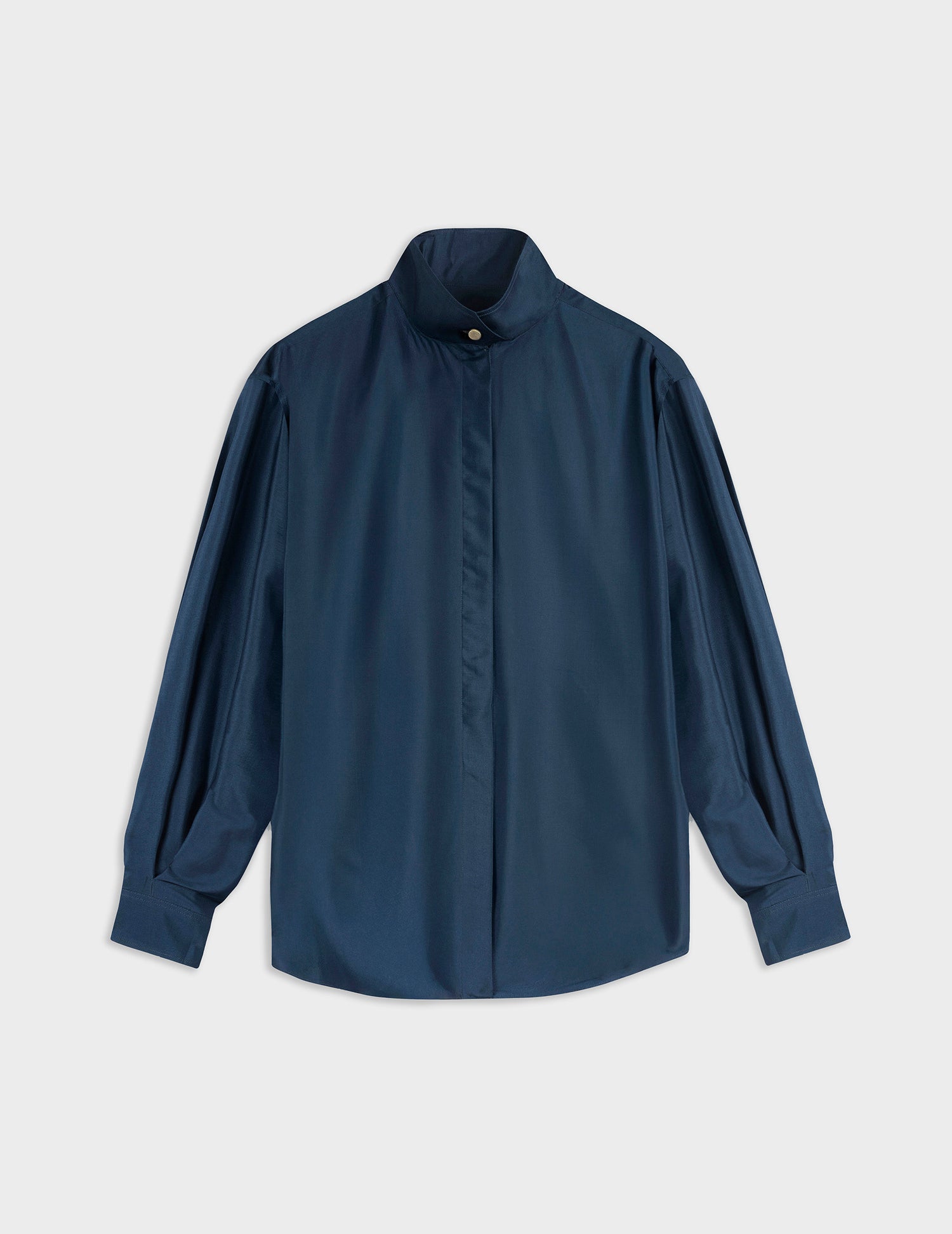 Innaée navy hidden button placket shirt - Soie - Right amount tip Collar#5