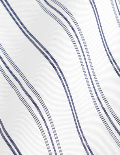 Irisa navy striped hidden button placket shirt