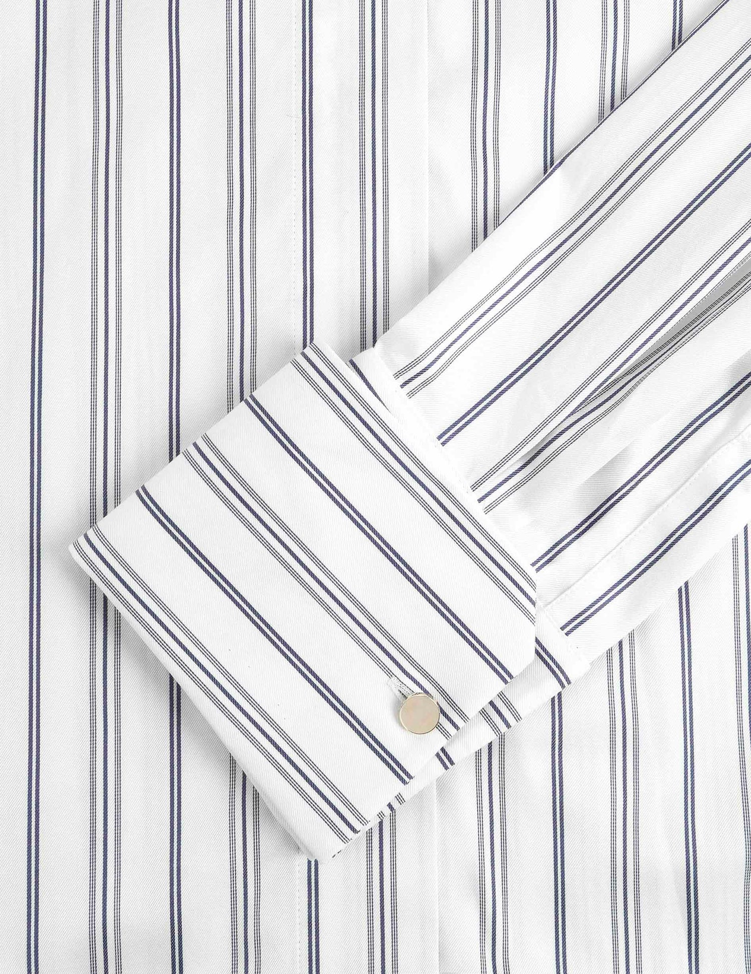 Irisa navy striped hidden button placket shirt - Twill - Long Collar - Musketeers Cuffs#5