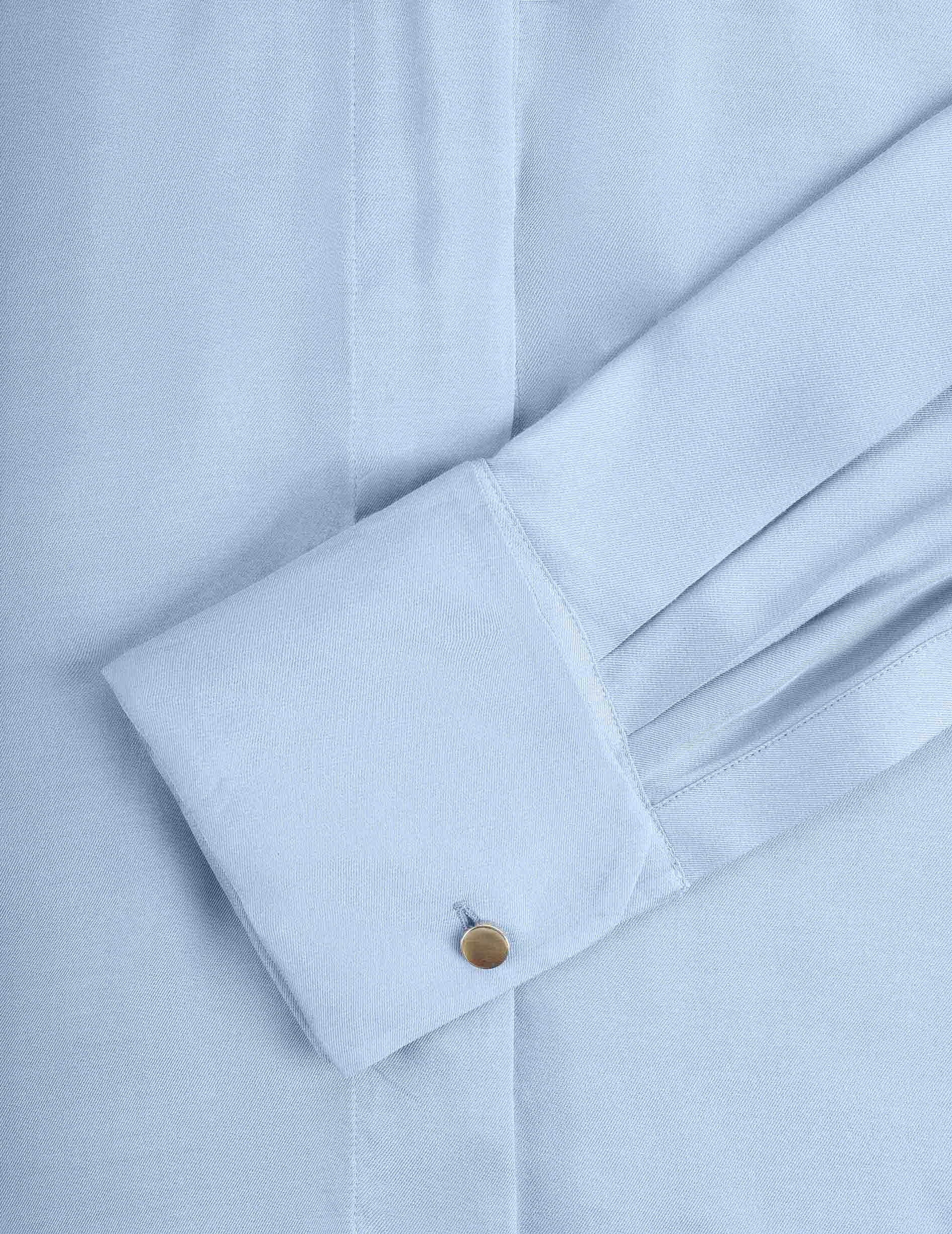 Irisa blue hidden button placket shirt - Twill - Long Collar - Musketeers Cuffs