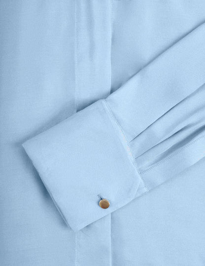 Irisa blue hidden button placket shirt