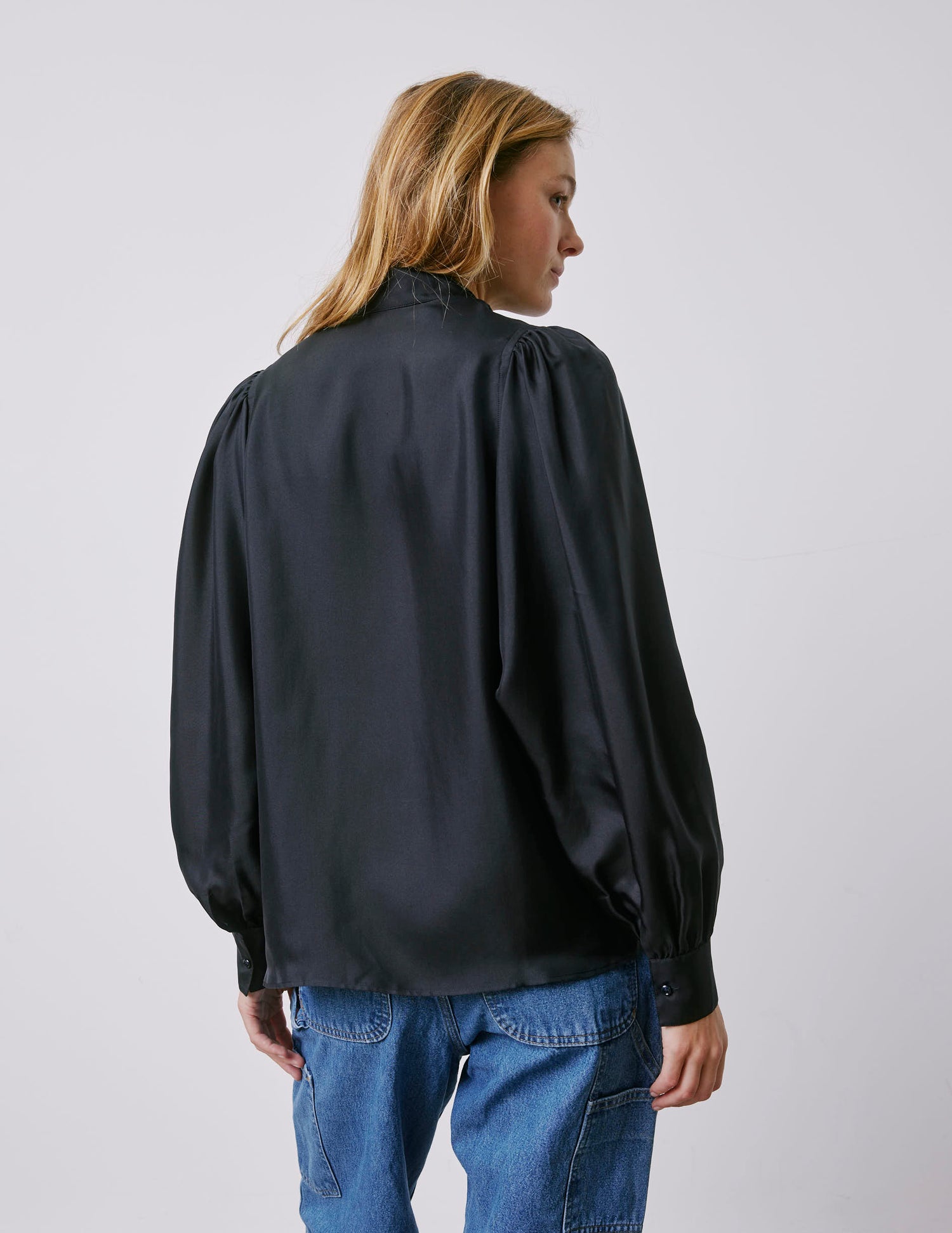 Lannaée black shirt - Silk - Officer Collar#2