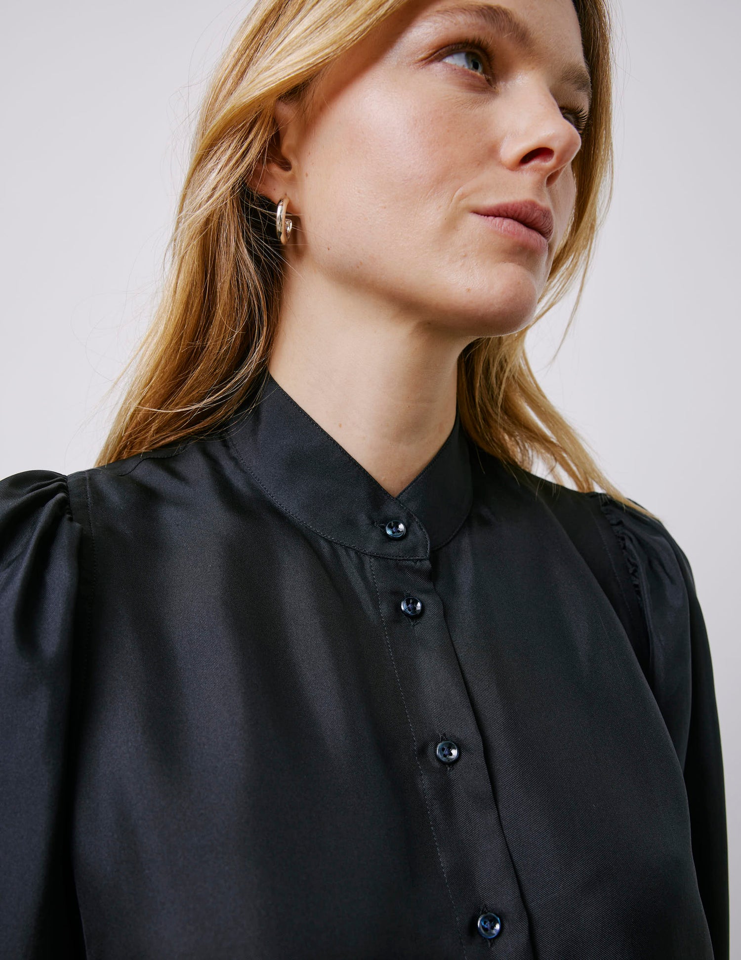 Lannaée black shirt - Silk - Officer Collar#3