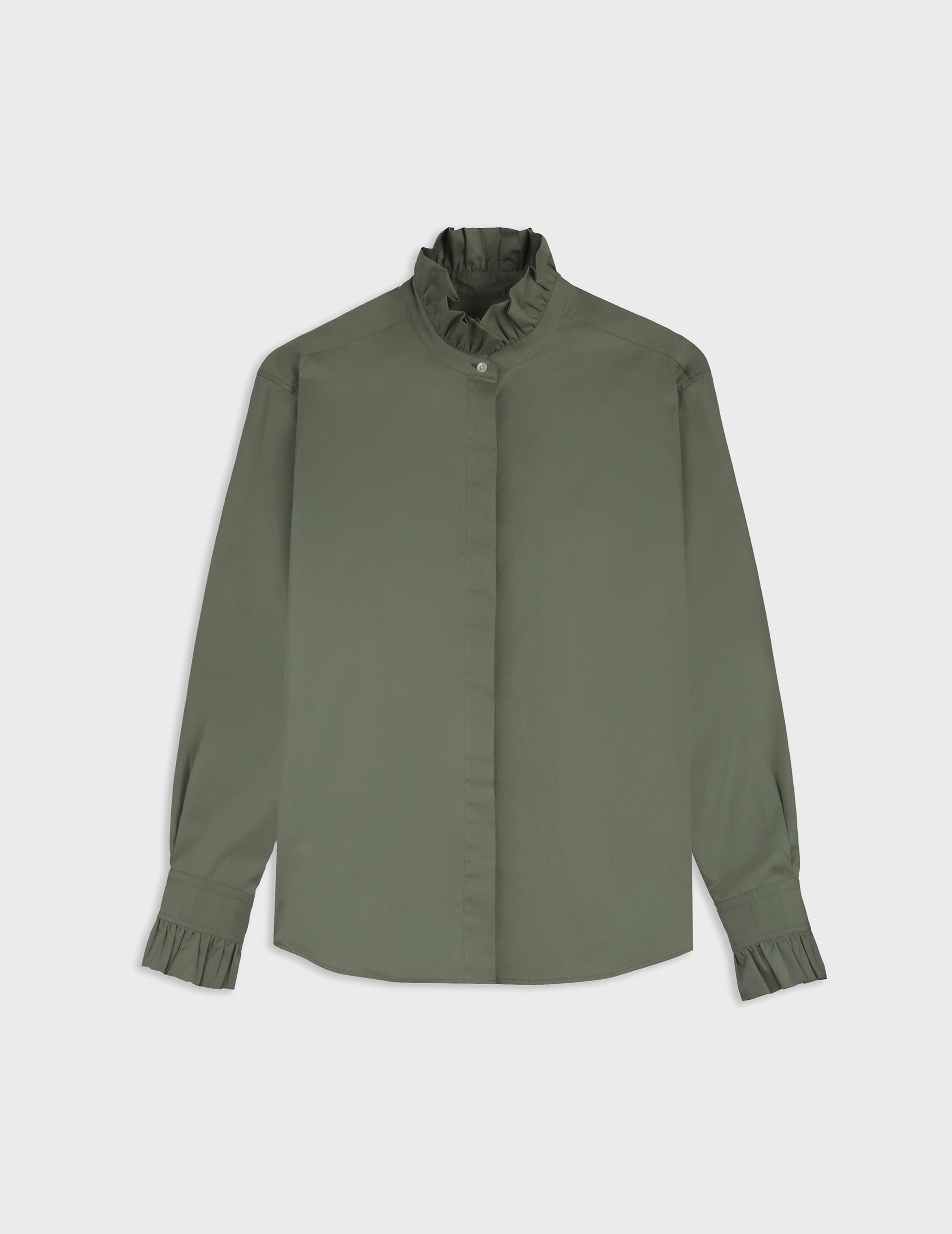 Laurine hidden button placket shirt - Twill - Victorian Collar