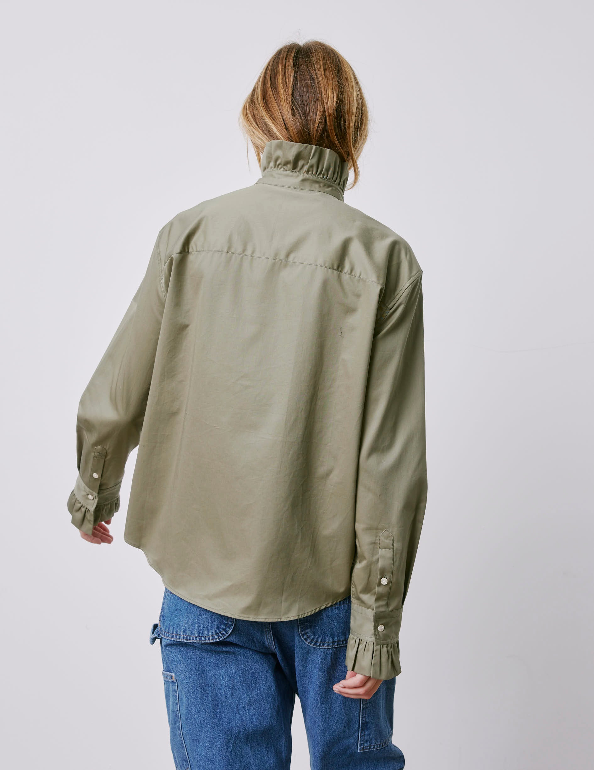 Laurine hidden button placket shirt - Twill - Victorian Collar