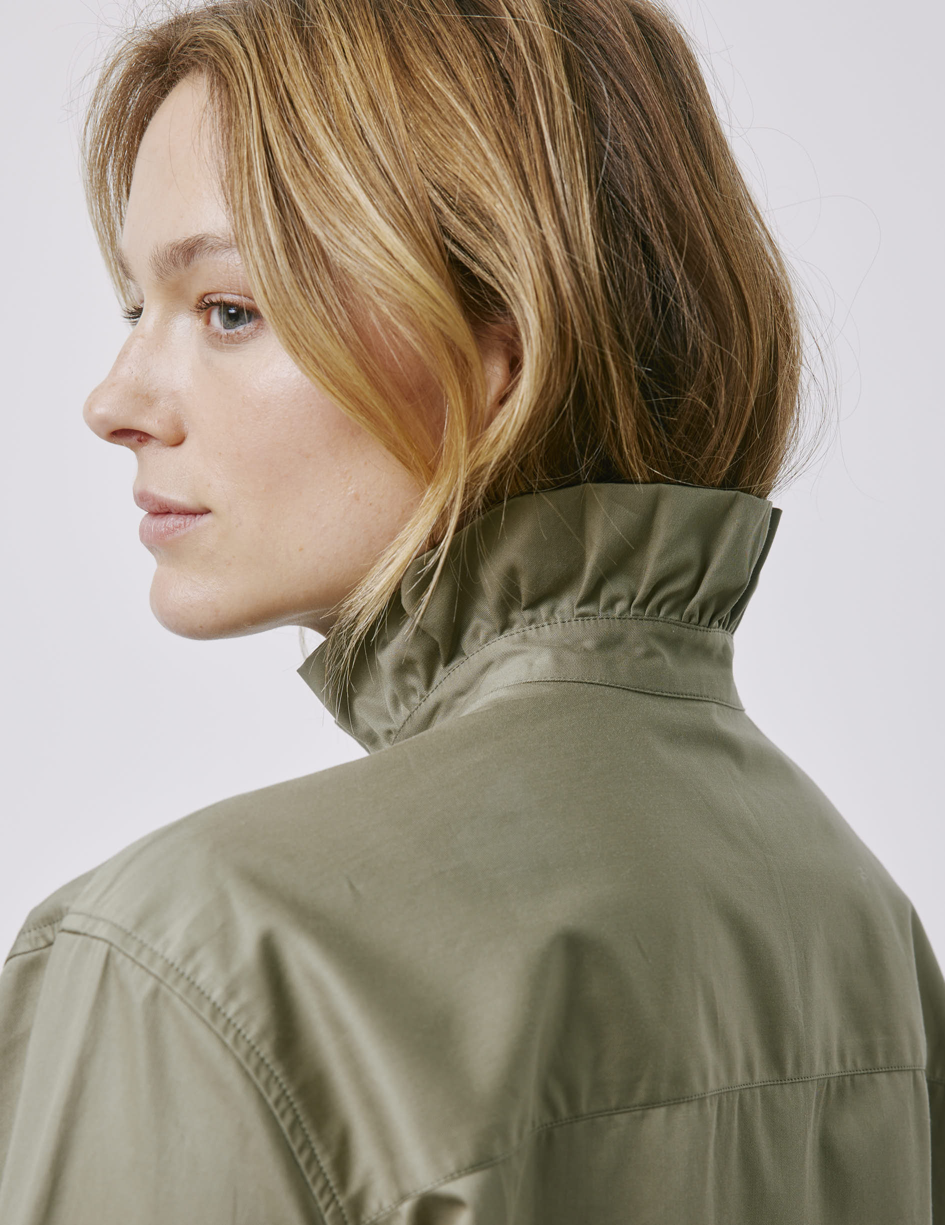 Laurine hidden button placket shirt - Twill - Victorian Collar