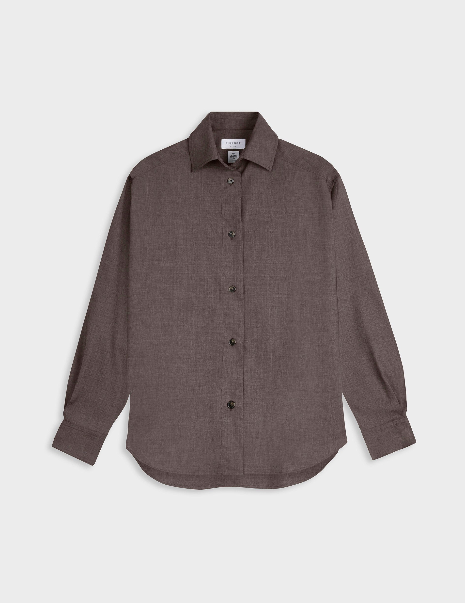 Léanna brown shirt - Virgin wool - Shirt Collar