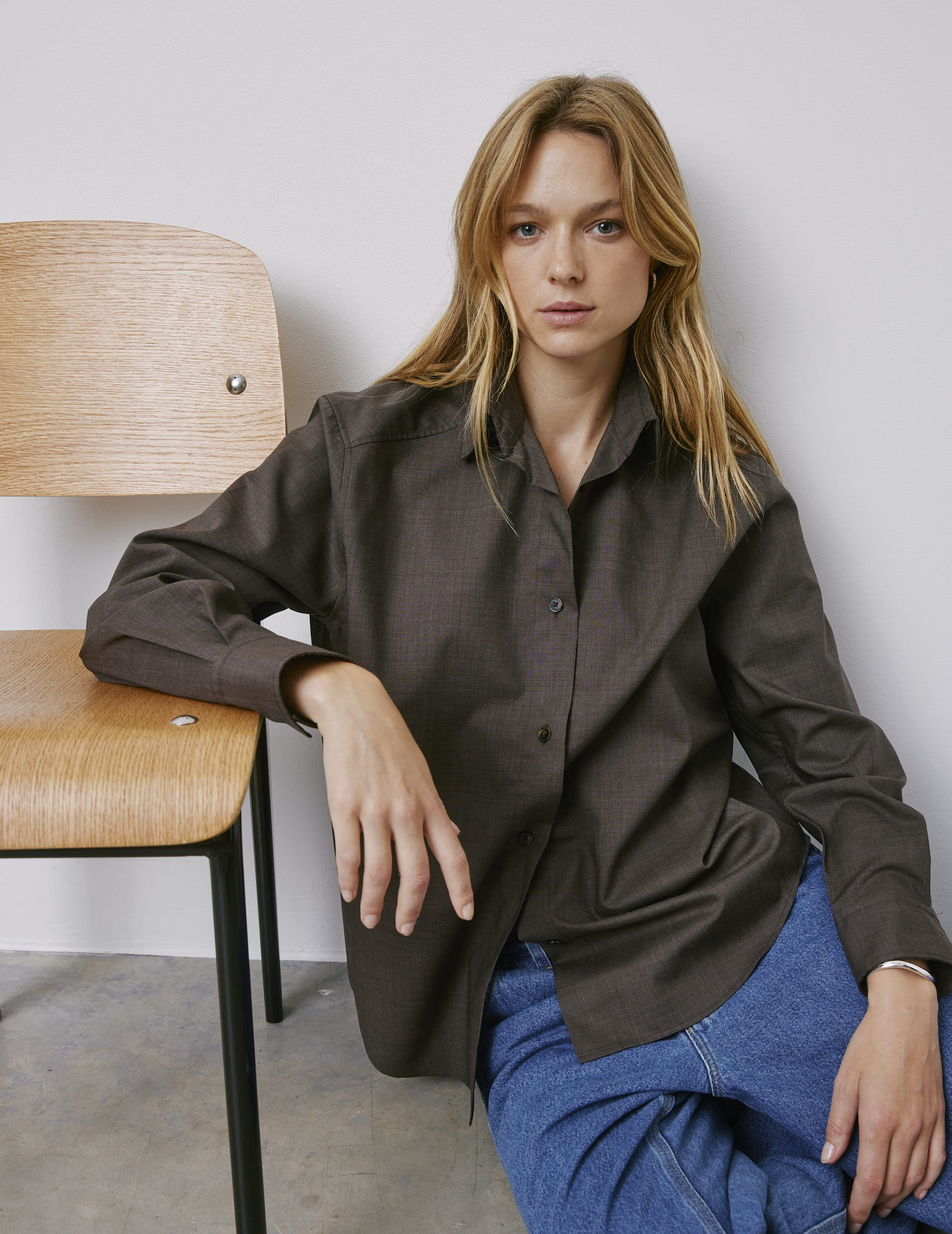 Léanna brown shirt - Virgin wool - Shirt Collar