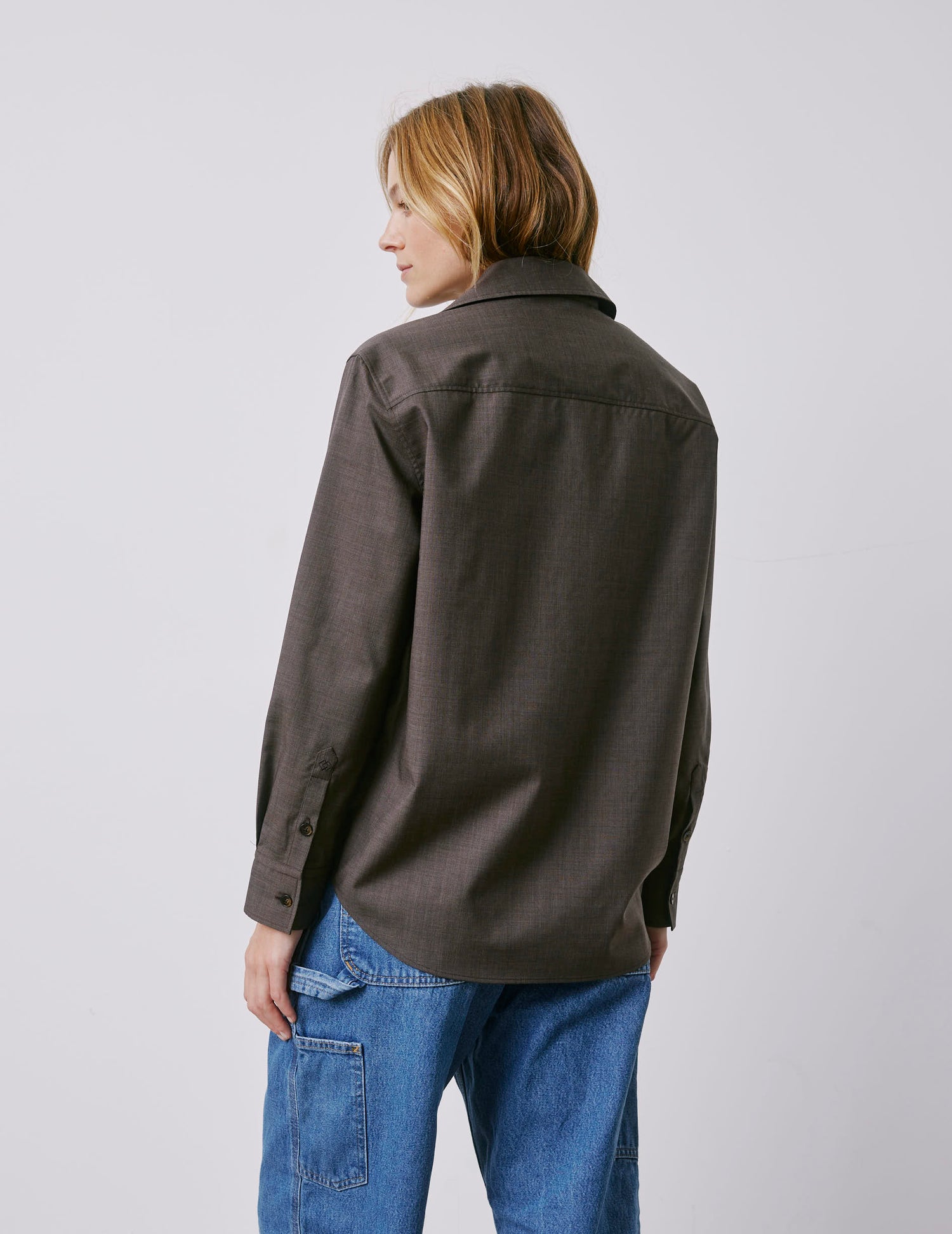 Léanna brown shirt - Virgin wool - Shirt Collar#3