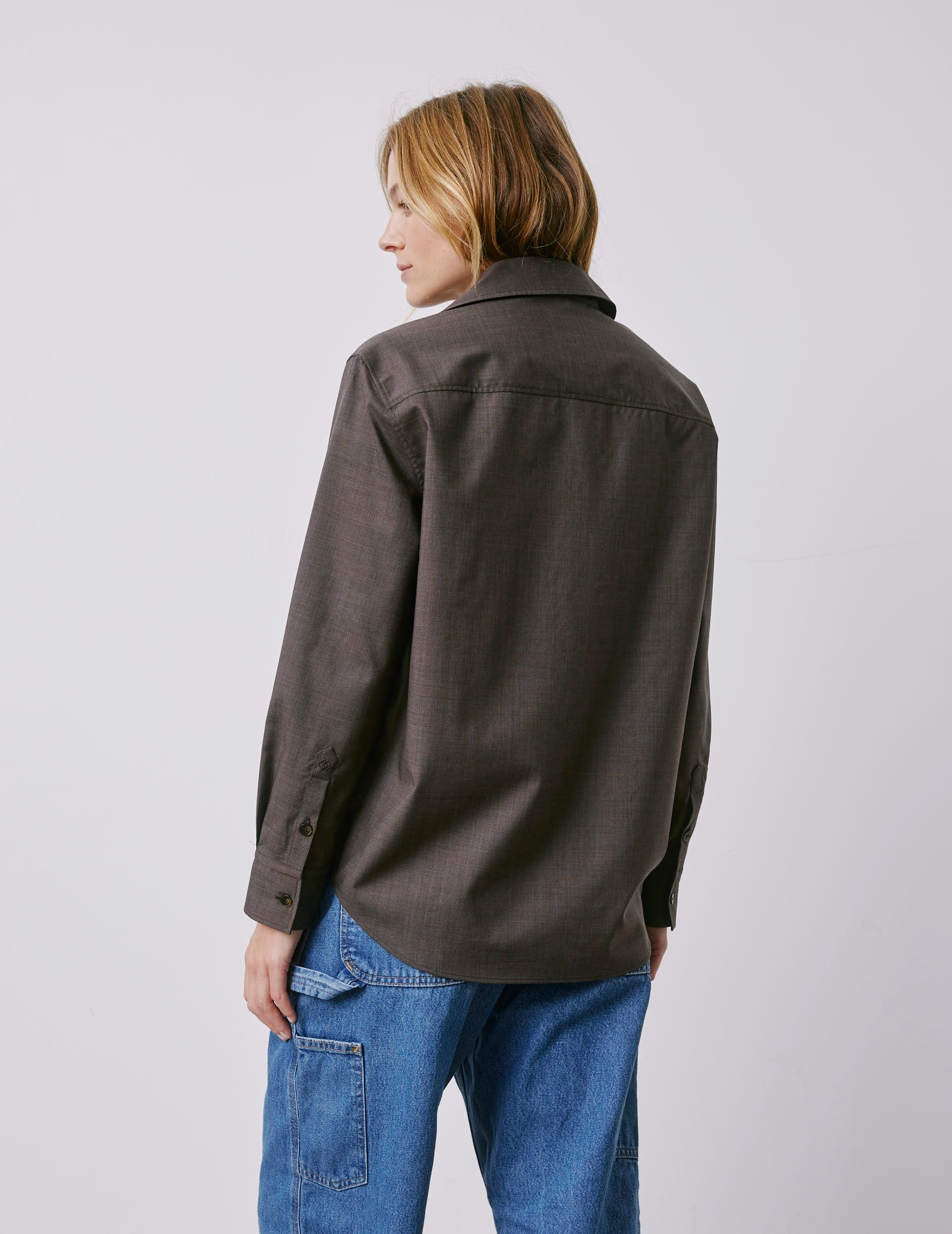 Léanna brown shirt - Virgin wool - Shirt Collar