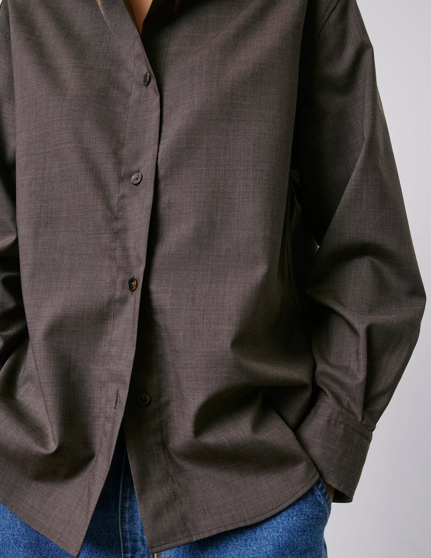 Léanna brown shirt - Virgin wool - Shirt Collar#5