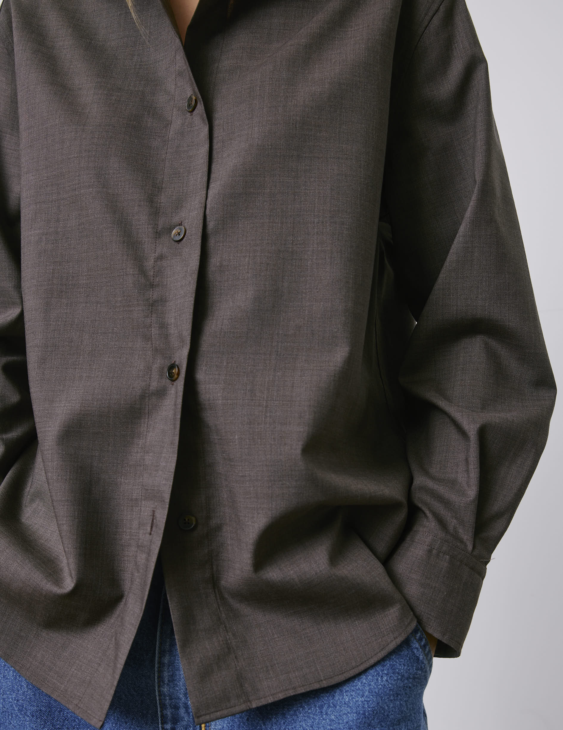 Léanna brown shirt - Virgin wool - Shirt Collar