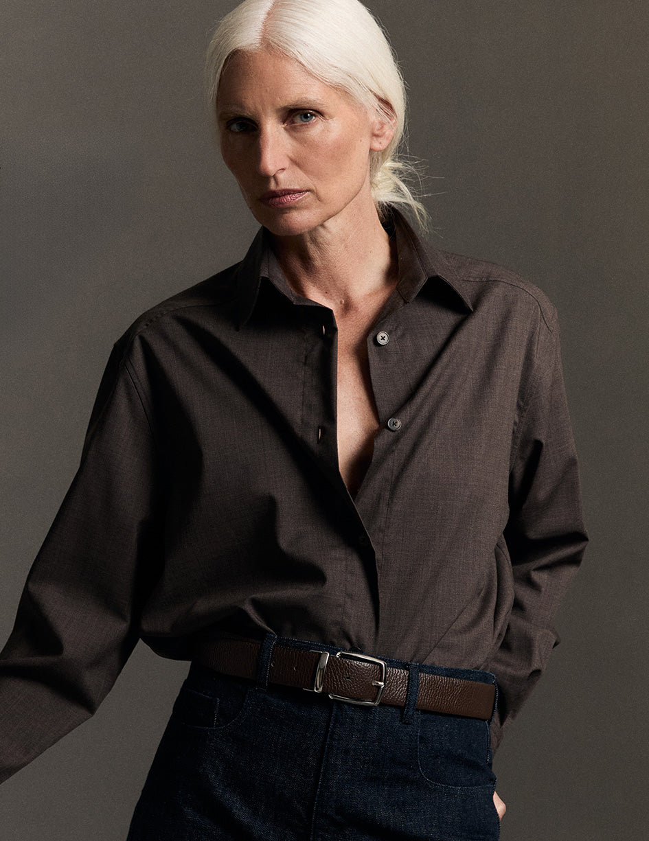 Léanna brown shirt - Virgin wool - Shirt Collar