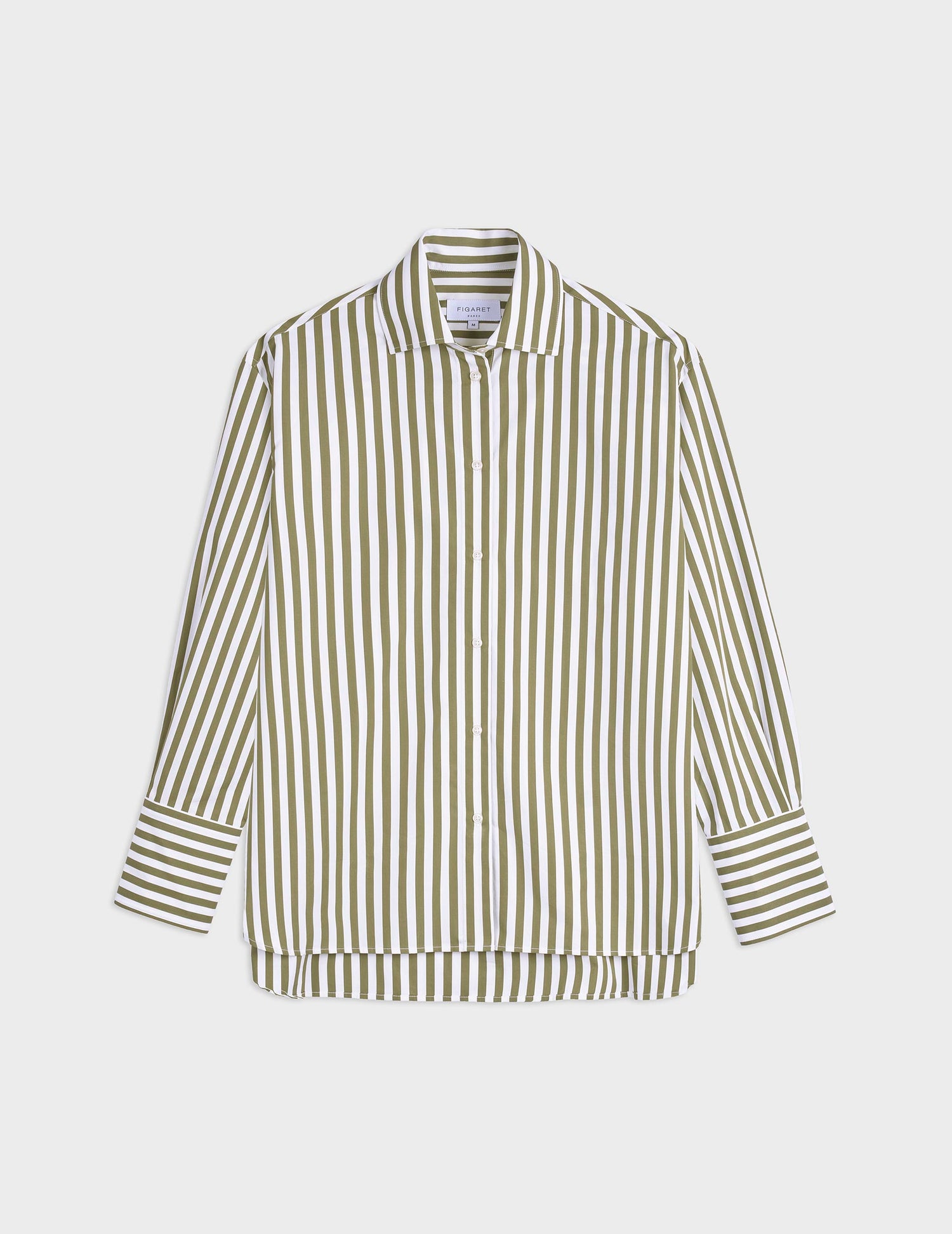 Léa khaki striped oversized shirt - Poplin - Shirt Collar#5