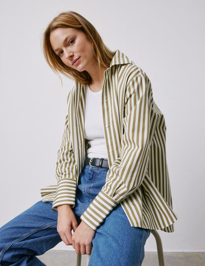 Léa khaki striped oversized shirt
