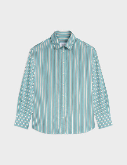 Lizandra sage green striped oversized shirt