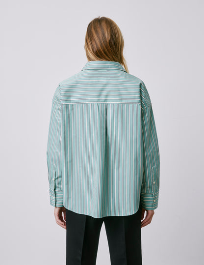 Lizandra sage green striped oversized shirt