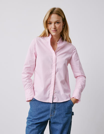 Louison pink striped hidden button placket shirt