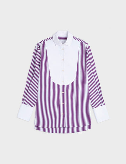Lune purple striped oversized shirt with bib