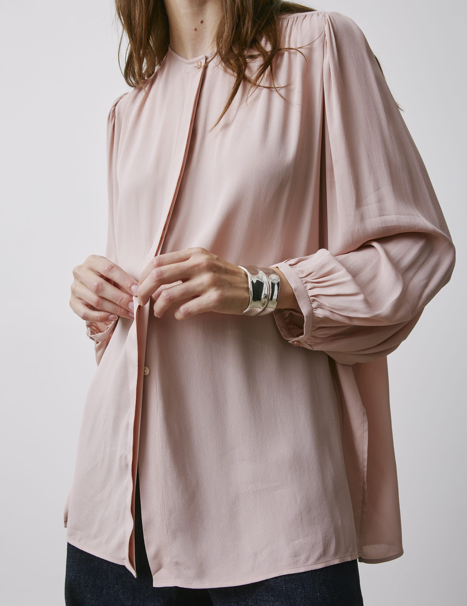Madeline pink hidden button placket shirt - Crepe