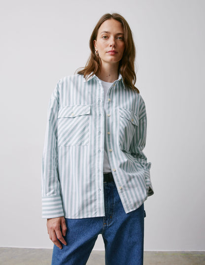 Maliza green striped oversized shirt