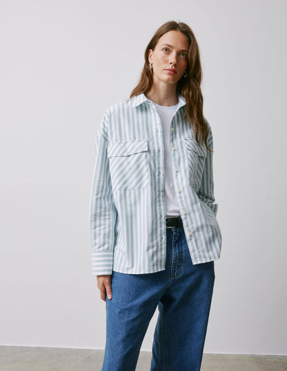 Maliza green striped oversized shirt