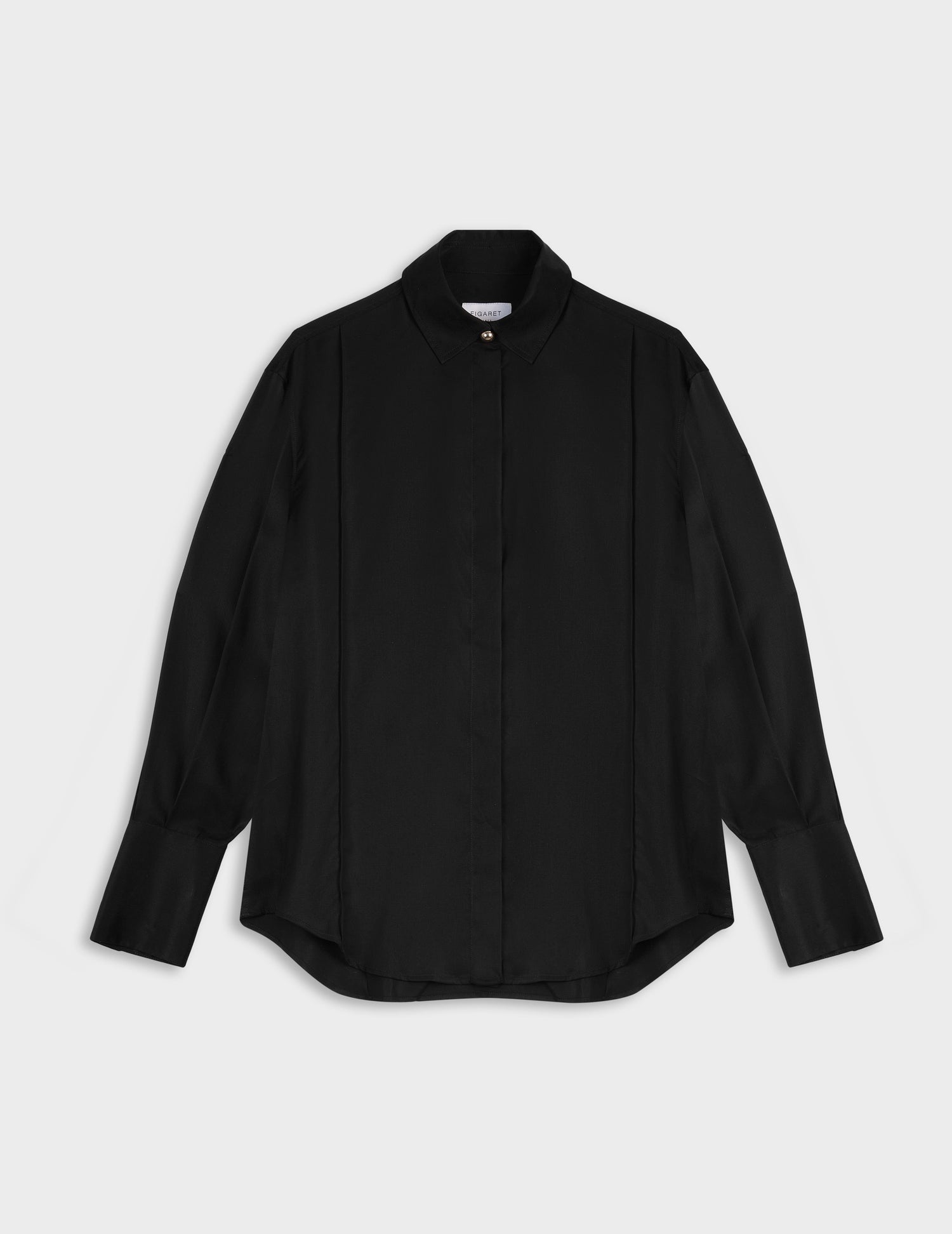 Manon black hidden button placket shirt - Lyocell - Shirt Collar#6