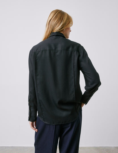 Manon black hidden button placket shirt