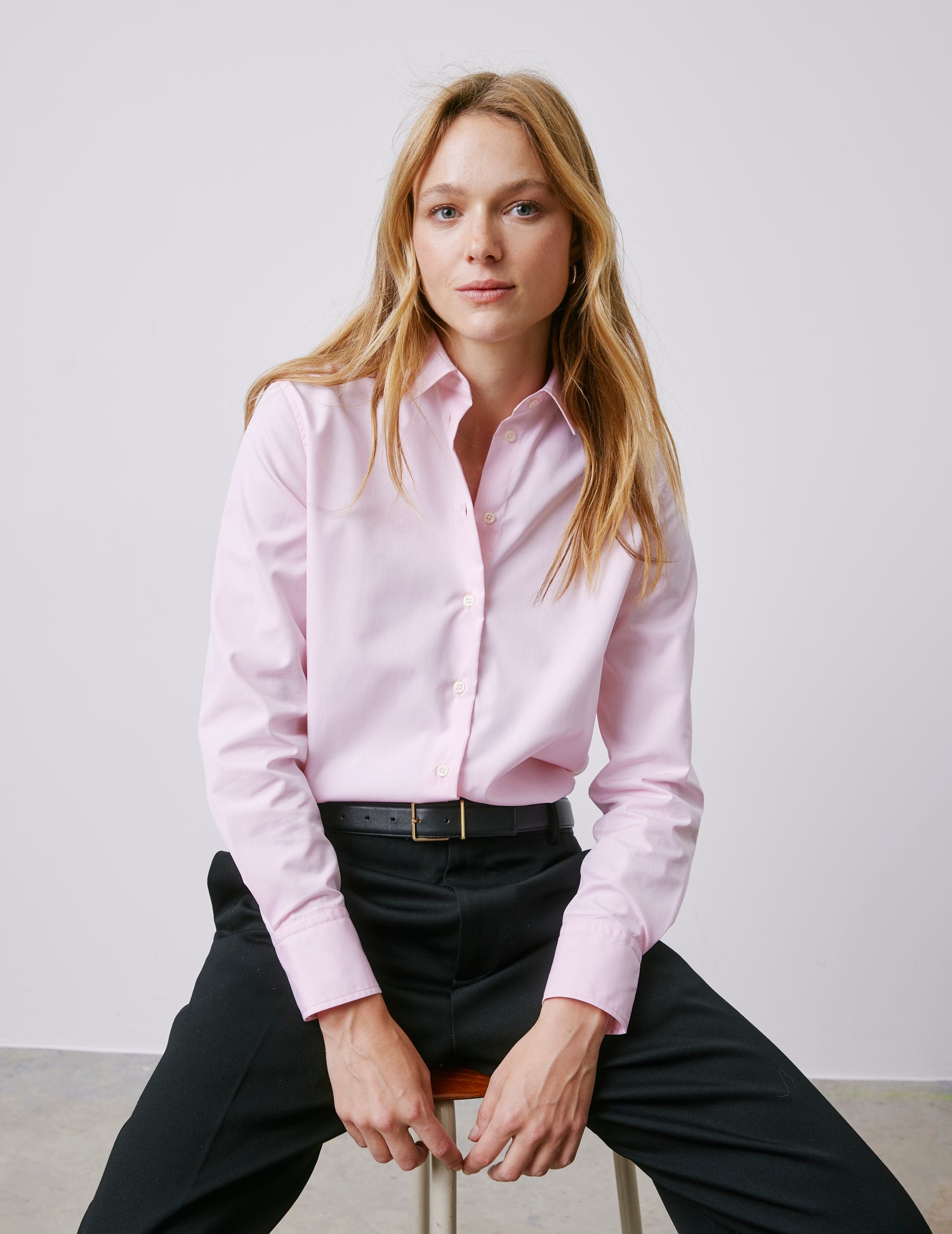 Marion pink travel shirt - Poplin - Shirt Collar#3
