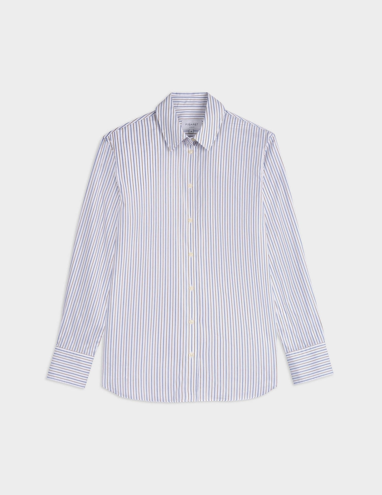 Marion brown striped shirt - Poplin - Shirt Collar#3