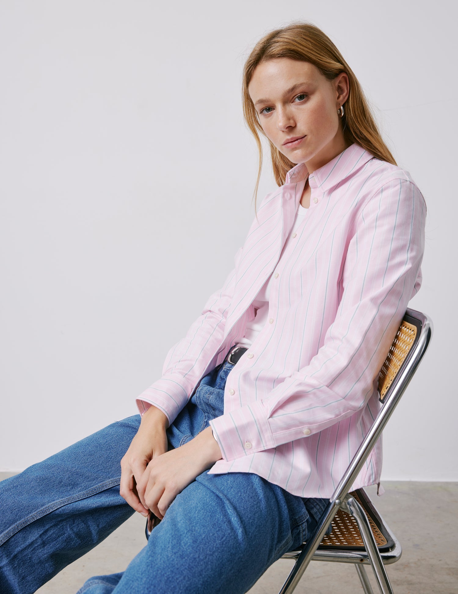 Marion pink striped shirt - Oxford - Shirt Collar#4