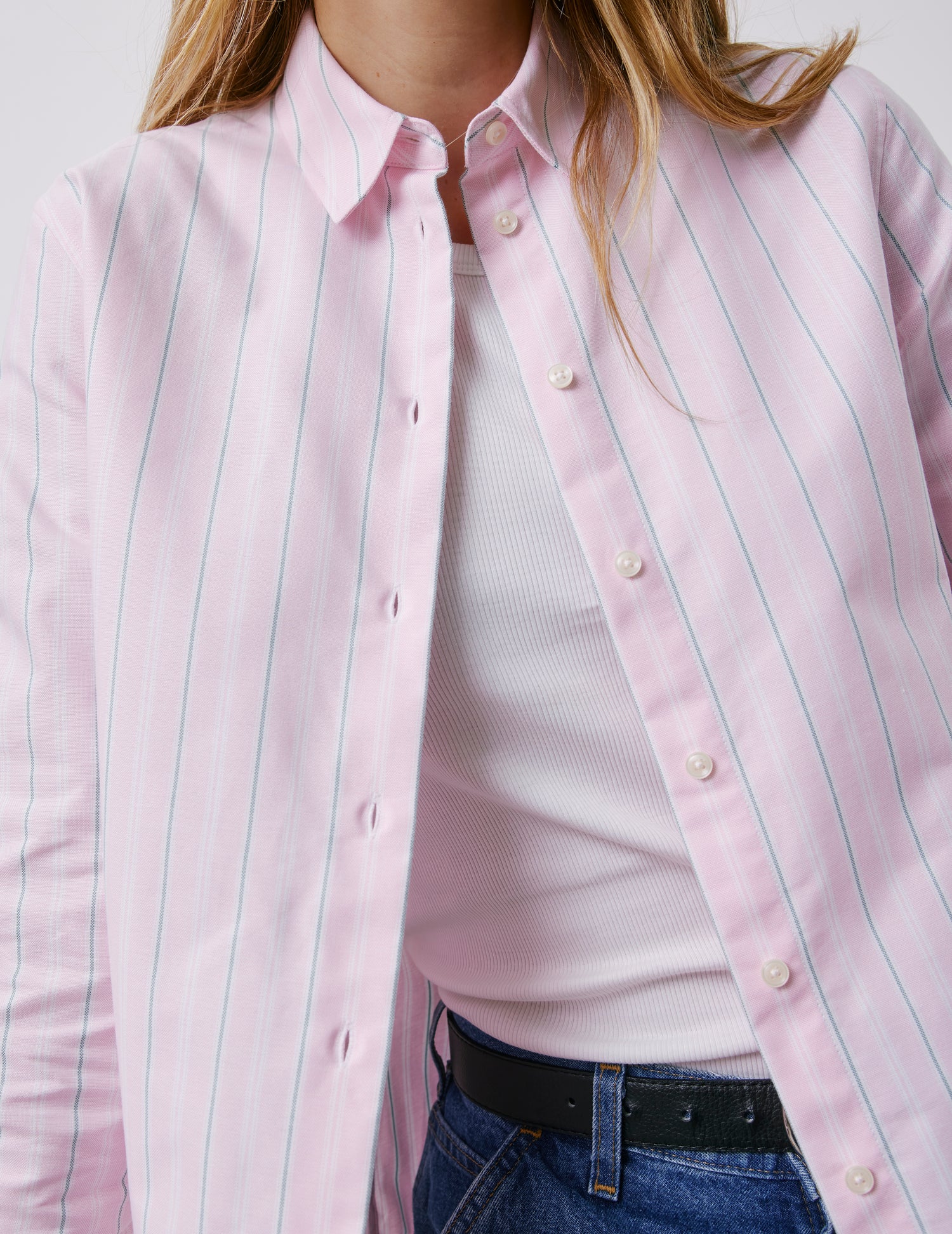 Marion pink striped shirt - Oxford - Shirt Collar#3