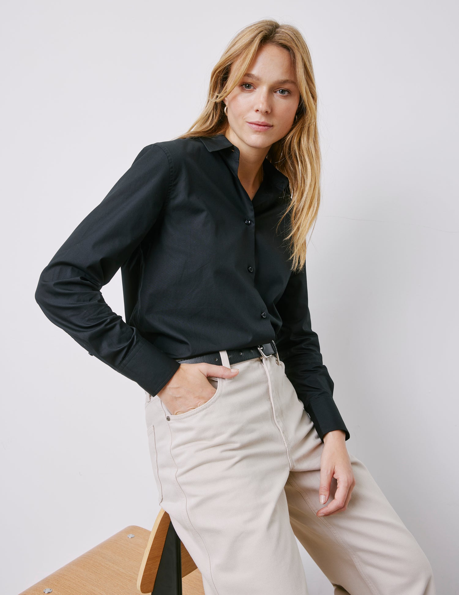 Marion black shirt - Poplin - Shirt Collar