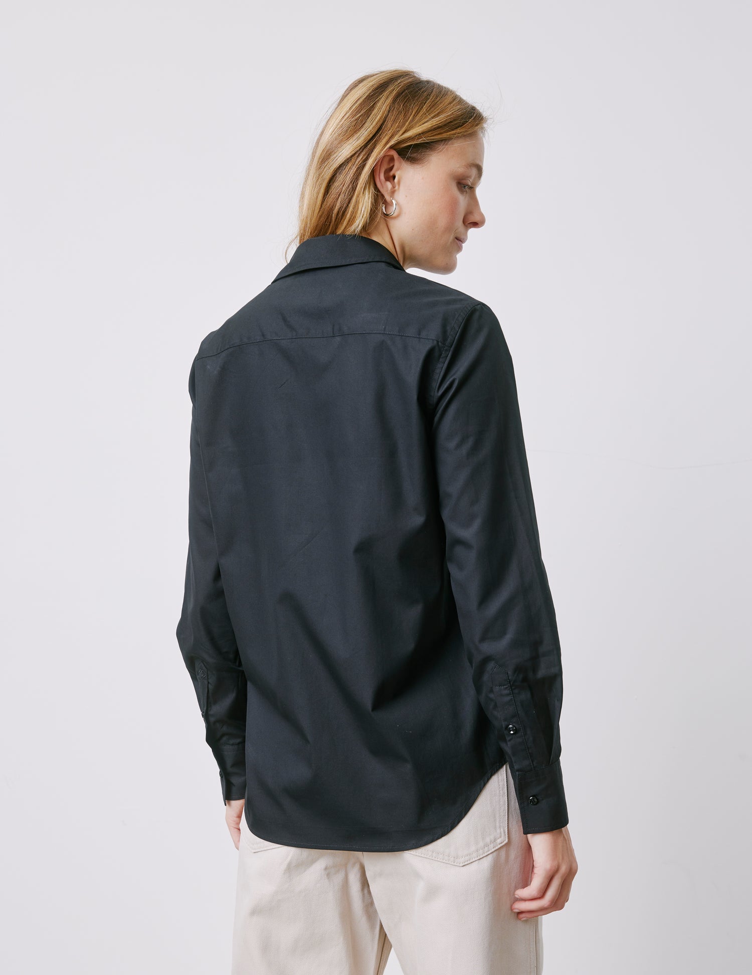Marion black shirt - Poplin - Shirt Collar#2