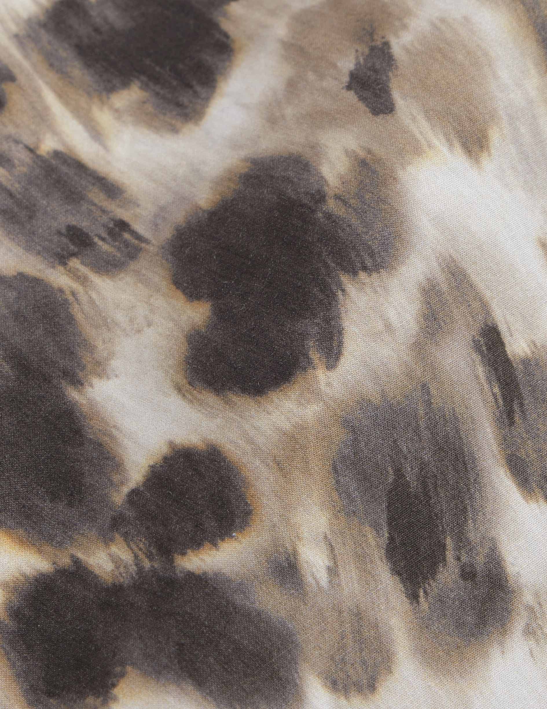 Maryline hidden button placket beige printed shirt - Poplin - Shirt Collar