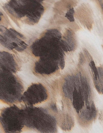 Maryline hidden button placket beige printed shirt