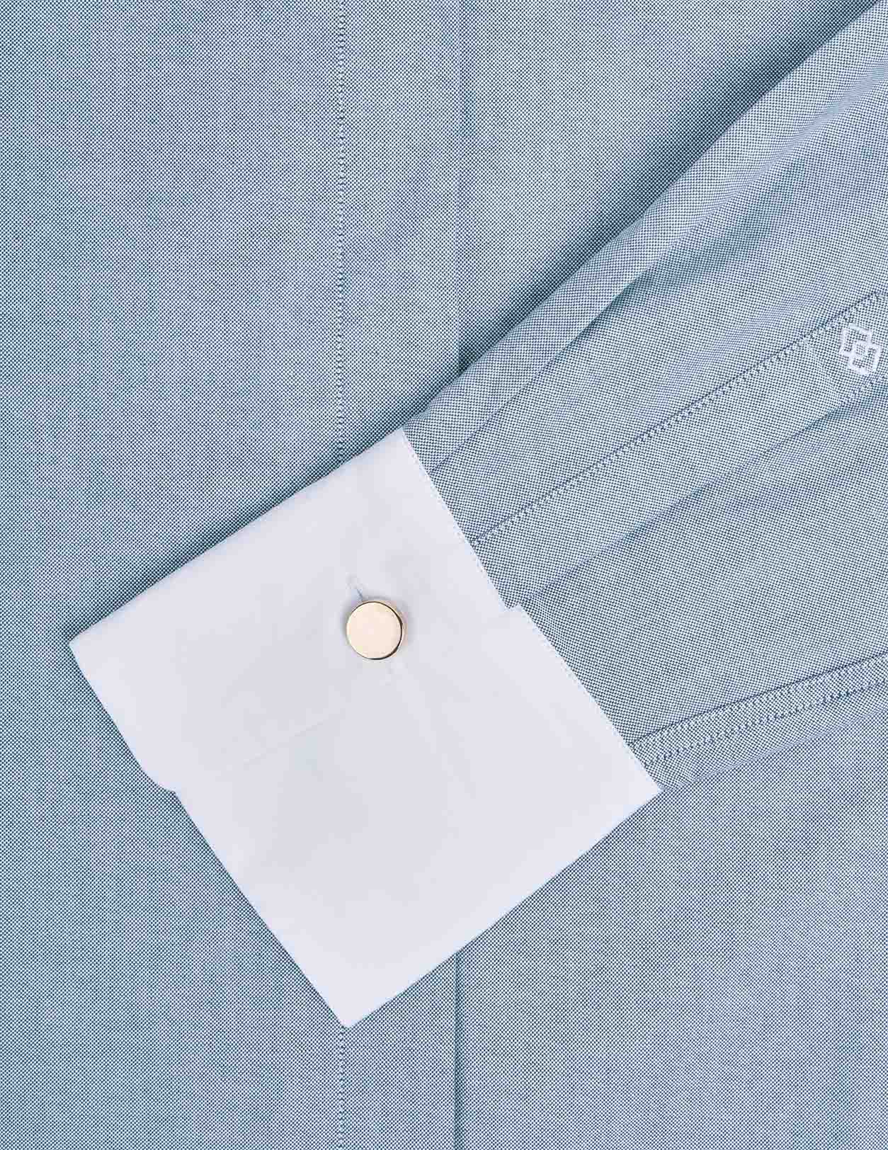 Mathéa green hidden button placket shirt - Oxford - Shirt Collar#8