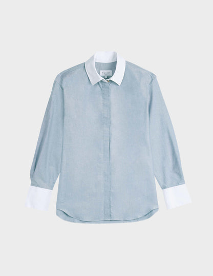 Mathéa green hidden button placket shirt