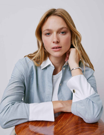 Mathéa green hidden button placket shirt