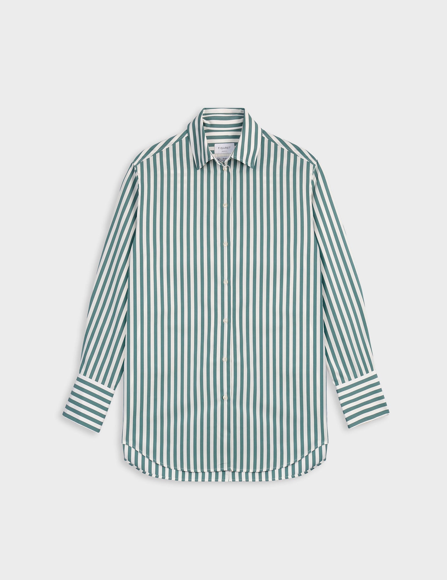 Mathilde sagegreen oversized shirt - Poplin - Shirt Collar#5