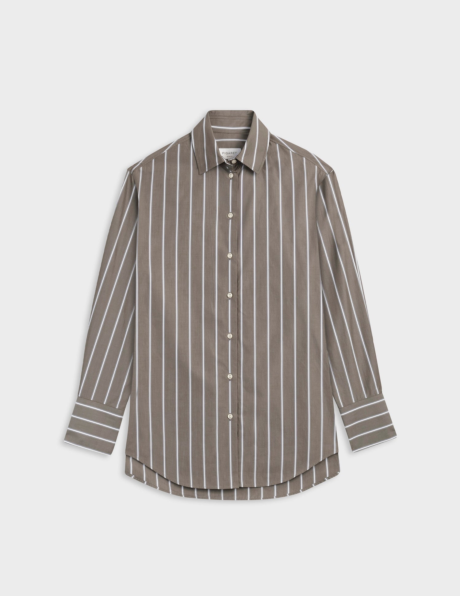 Mathilde khaki striped oversized shirt - Poplin - Shirt Collar#5