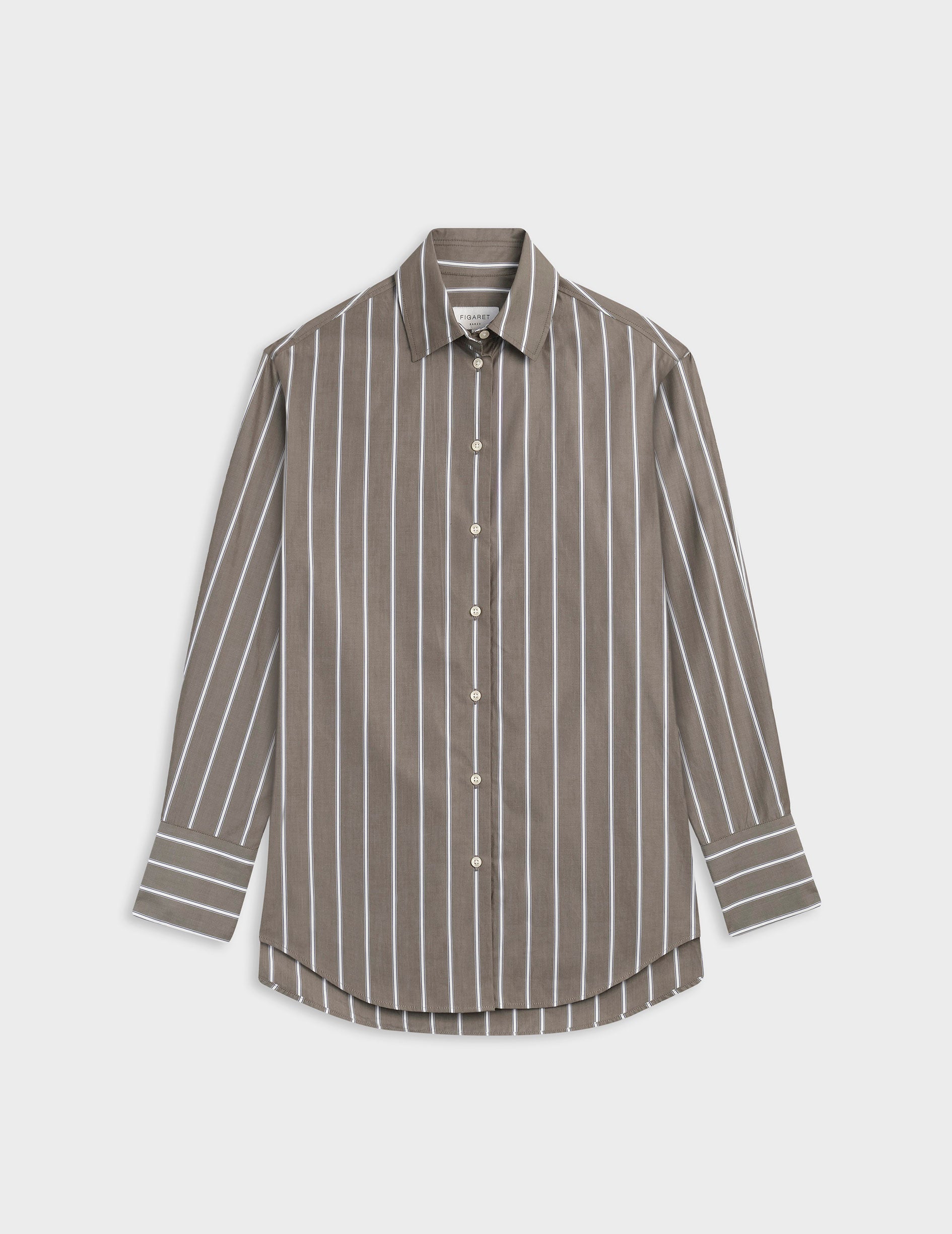 Mathilde khaki striped oversized shirt