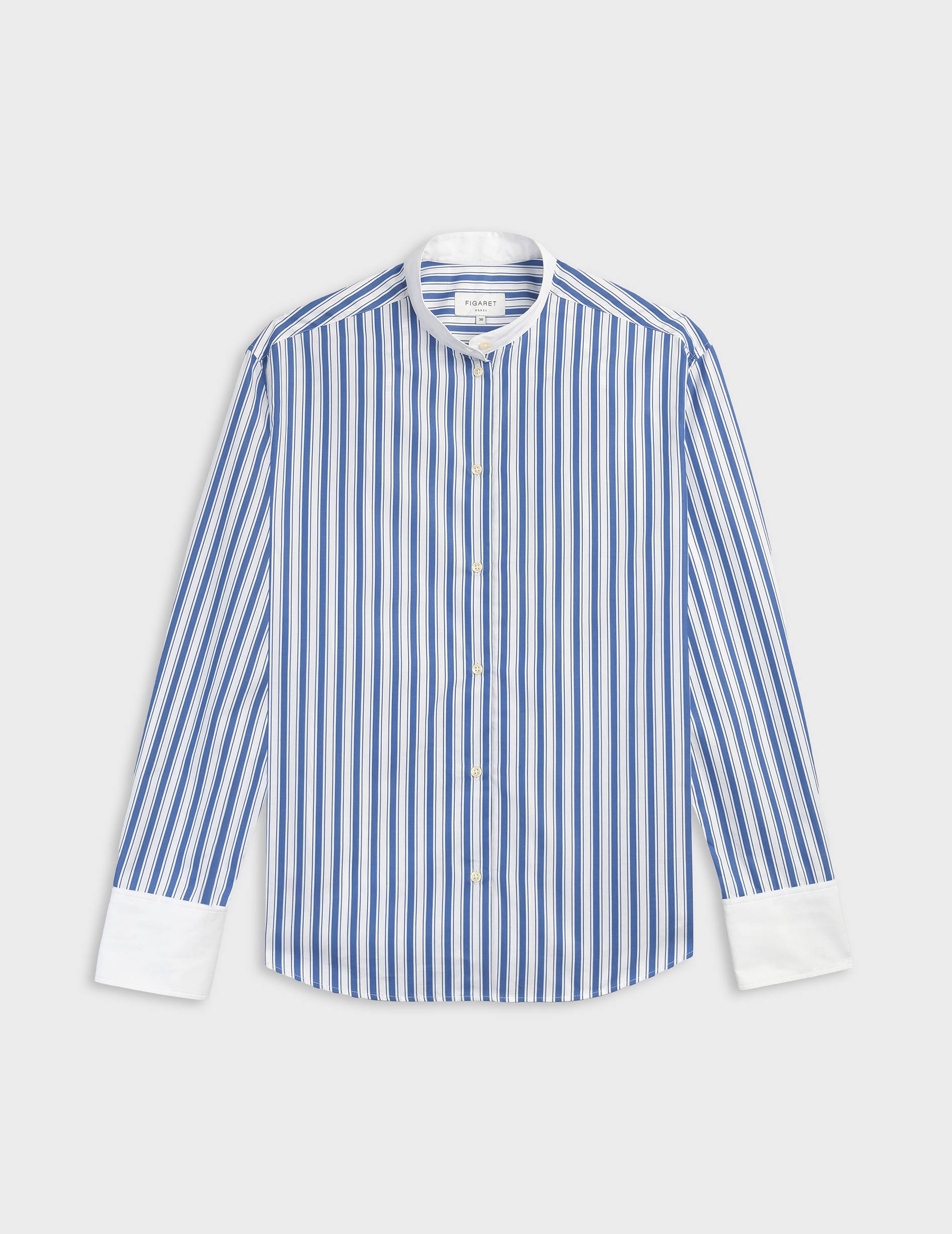 Maude blue striped shirt - Poplin - Officer Collar